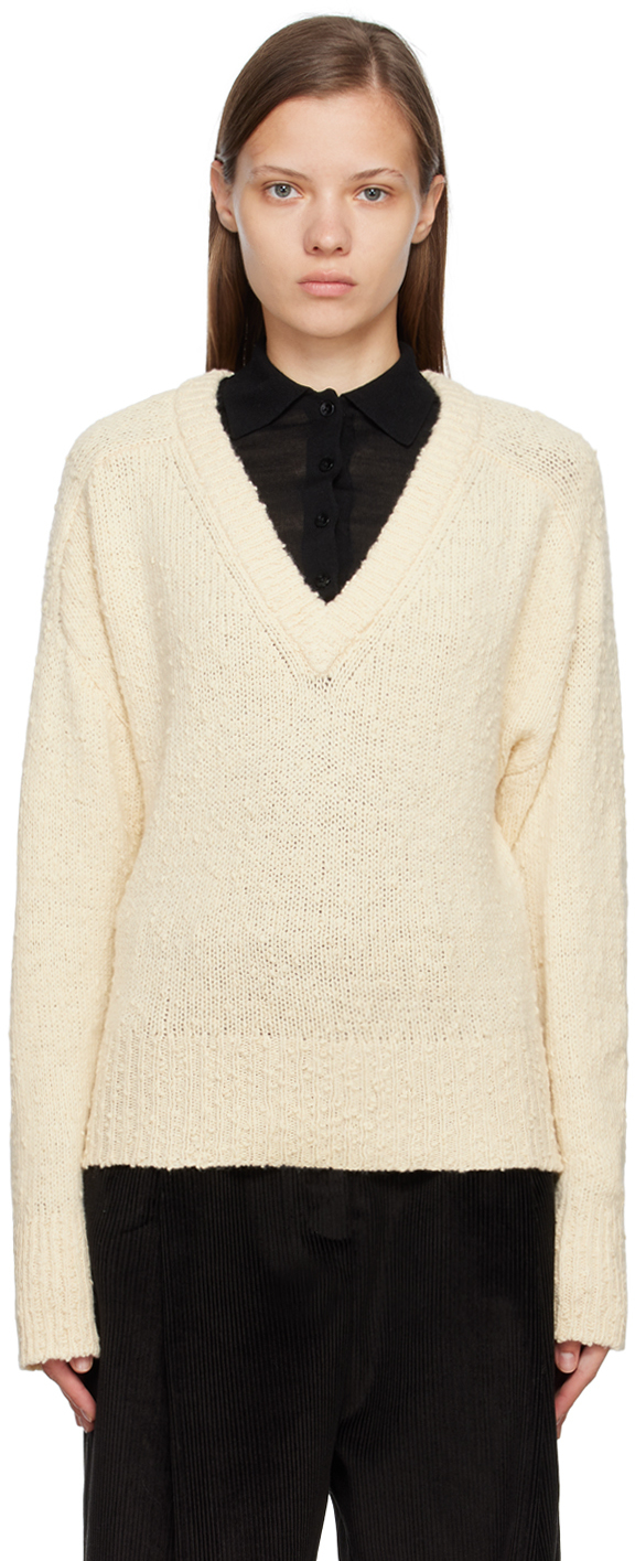 White textured outlet sweater