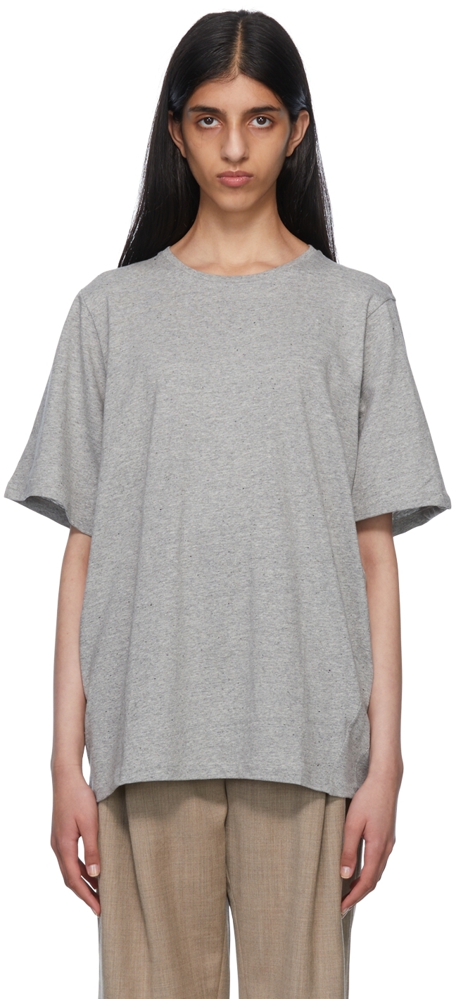 Shop Totême Gray Organic Cotton T-shirt In 346 Light Grey Melan