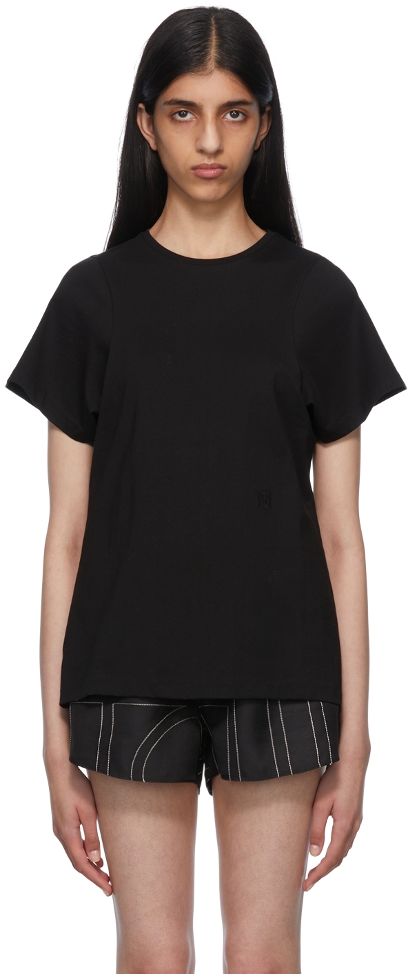 Black Curved Seam T-Shirt by Totême on Sale