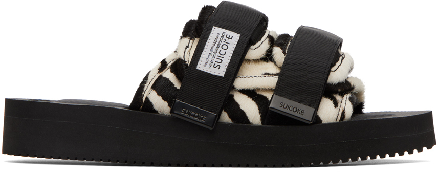 Suicoke Black & White Moto-vhl Sandals In Safari Black