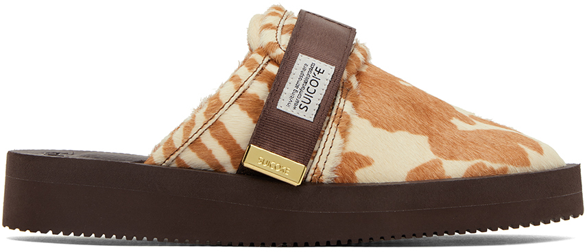 Shop Suicoke Brown & White Zavo-vhl Sandals In Safari Brown