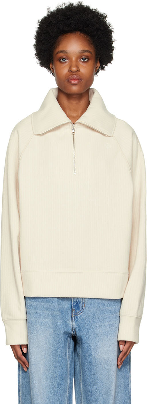 Recto Beige Embroidered Sweater