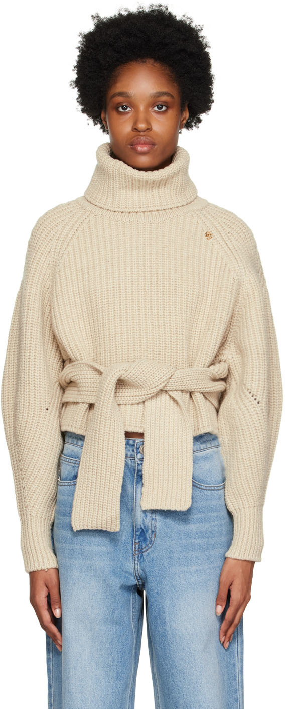 Recto Beige Crop Turtleneck