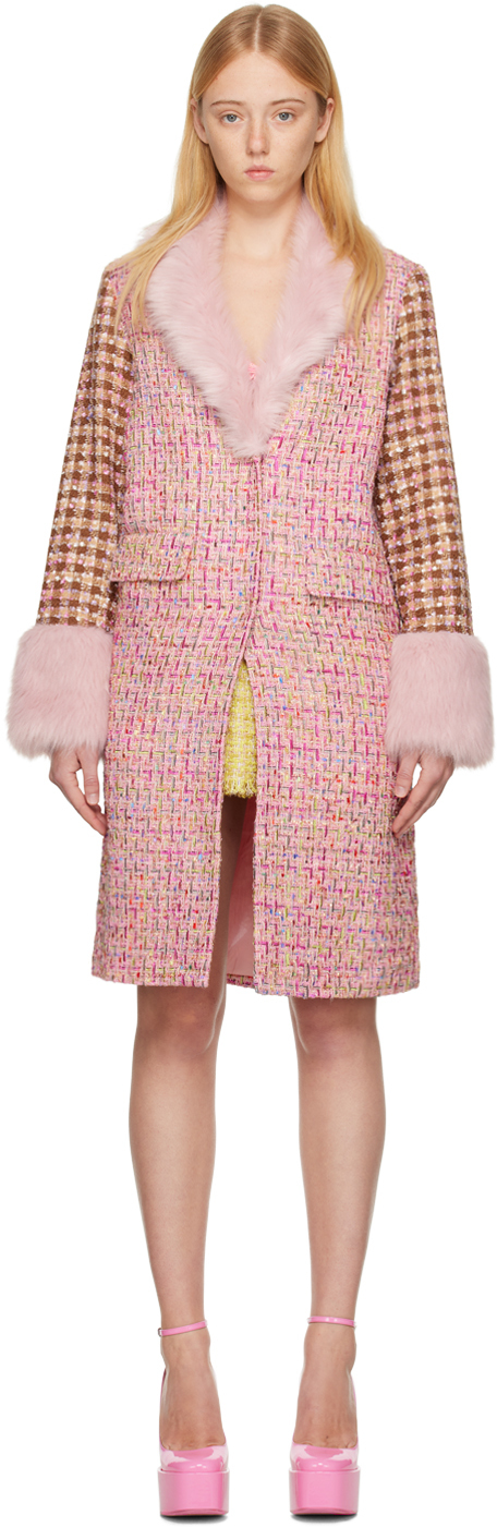 KIM SHUI SSENSE Exclusive Pink Faux-Fur Coat