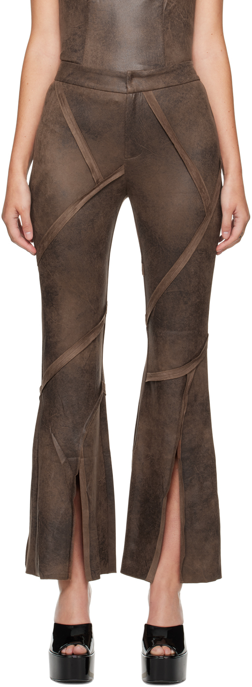 KIM SHUI SSENSE Exclusive Brown Seam Trousers