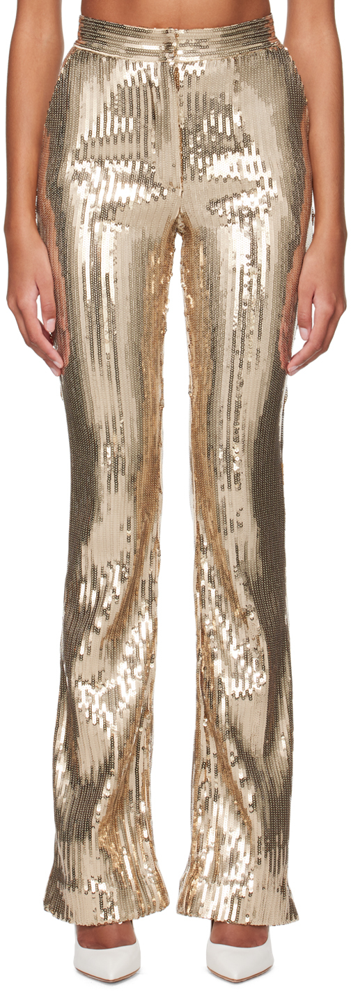 LAQUAN SMITH GOLD WIDE-LEG TROUSERS