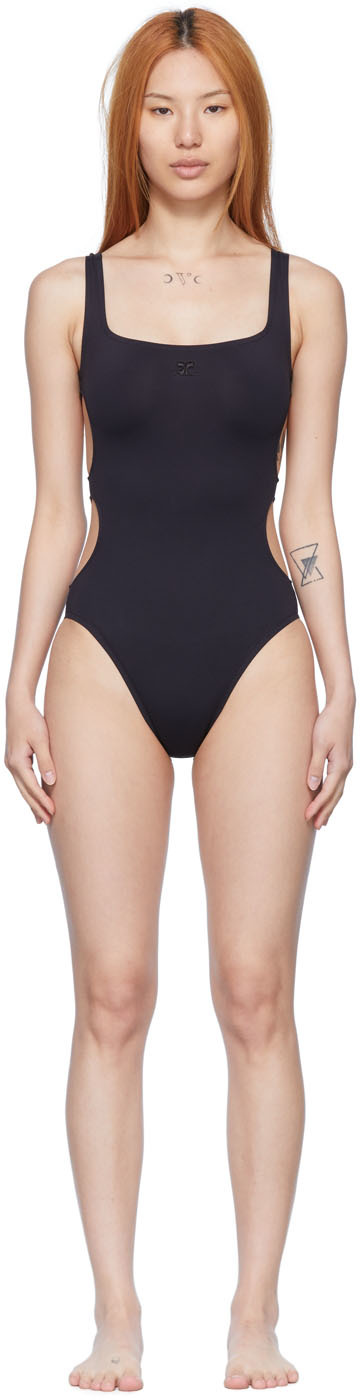 CC MONOGRAM SWIMSUIT IN YELLOW STRETCH NYLON