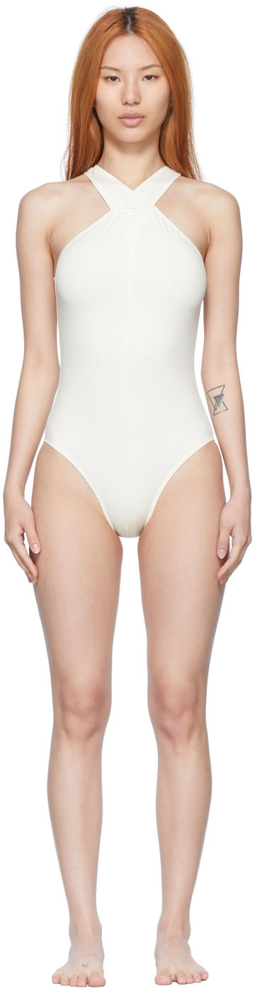 Courrèges SSENSE Exclusive Off-White Nylon One-Piece Swimsuit