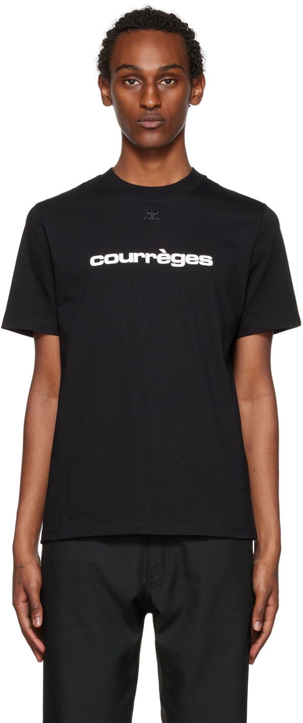 Black Printed T-Shirt by Courrèges on Sale