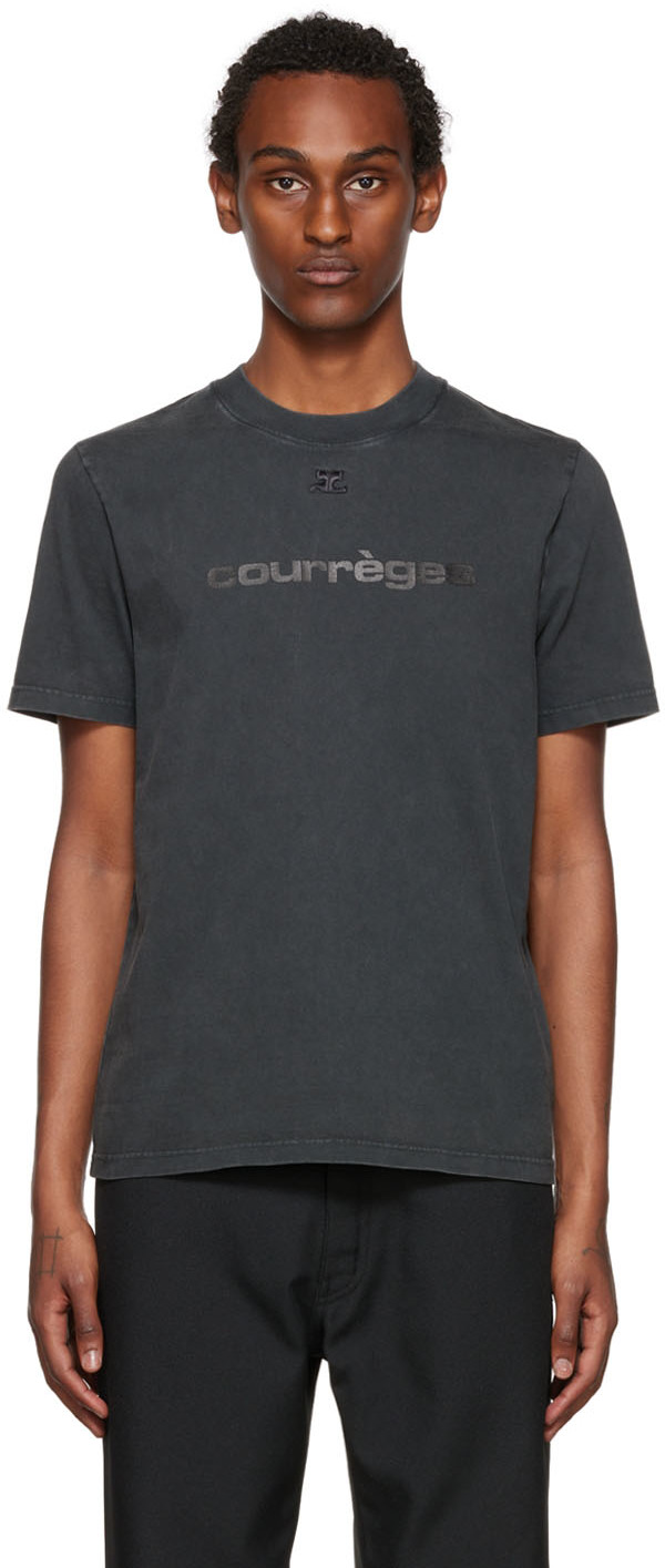 Courrèges: Gray Printed T-Shirt | SSENSE Canada