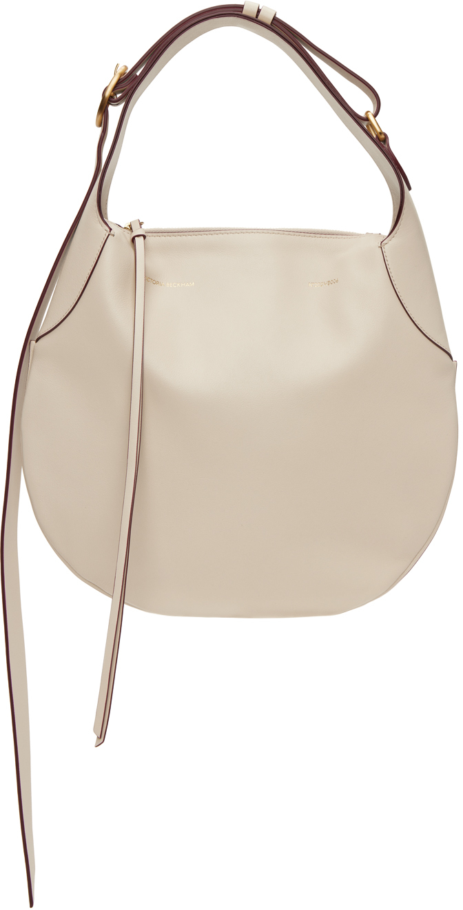 Victoria Beckham Curve-body Leather Shoulder Bag In Off White