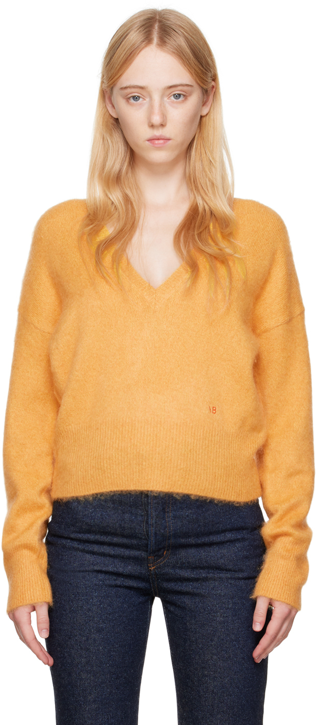 Orange Deep V-Neck Sweater