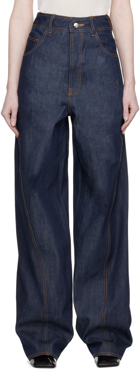 Elleme: Blue Wavy Jeans | SSENSE