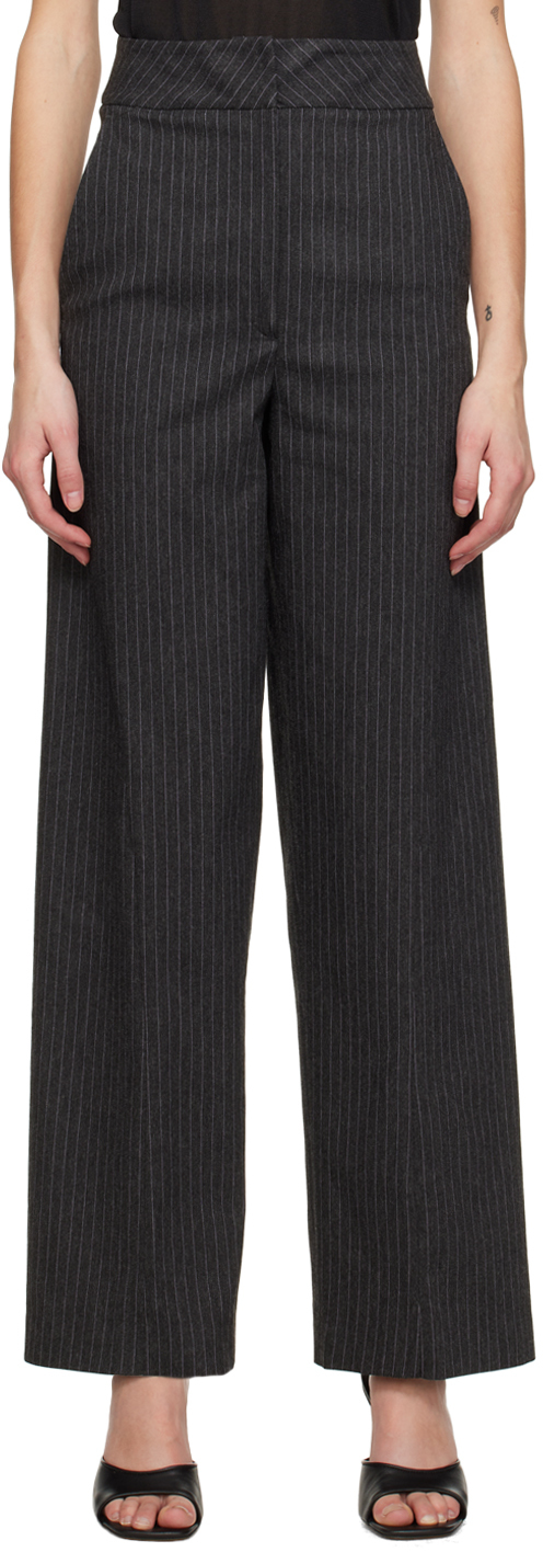 Gray Curved Stitched Trousers