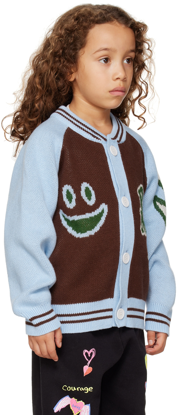 Perks And Mini Ssense Exclusive Kids Blue & Brown Cardigan In Multi