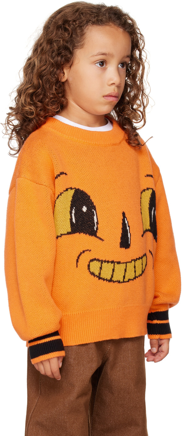 Perks And Mini Ssense Exclusive Kids Orange Jack-o-lantern Sweater In Orange