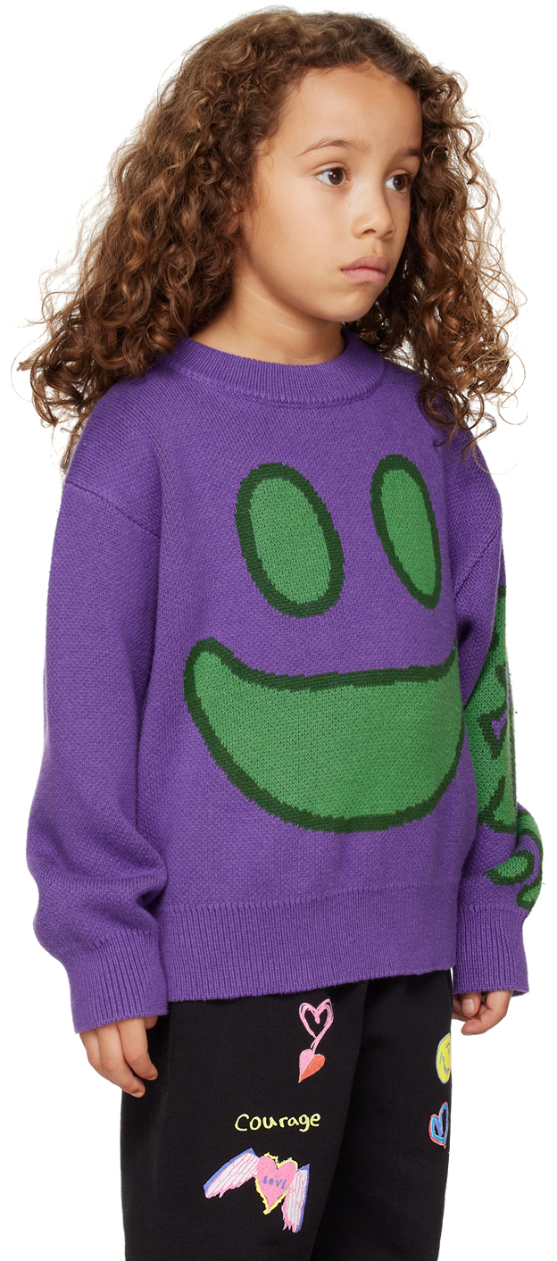 Perks And Mini Ssense Exclusive Kids Purple Face Sweater In Purple