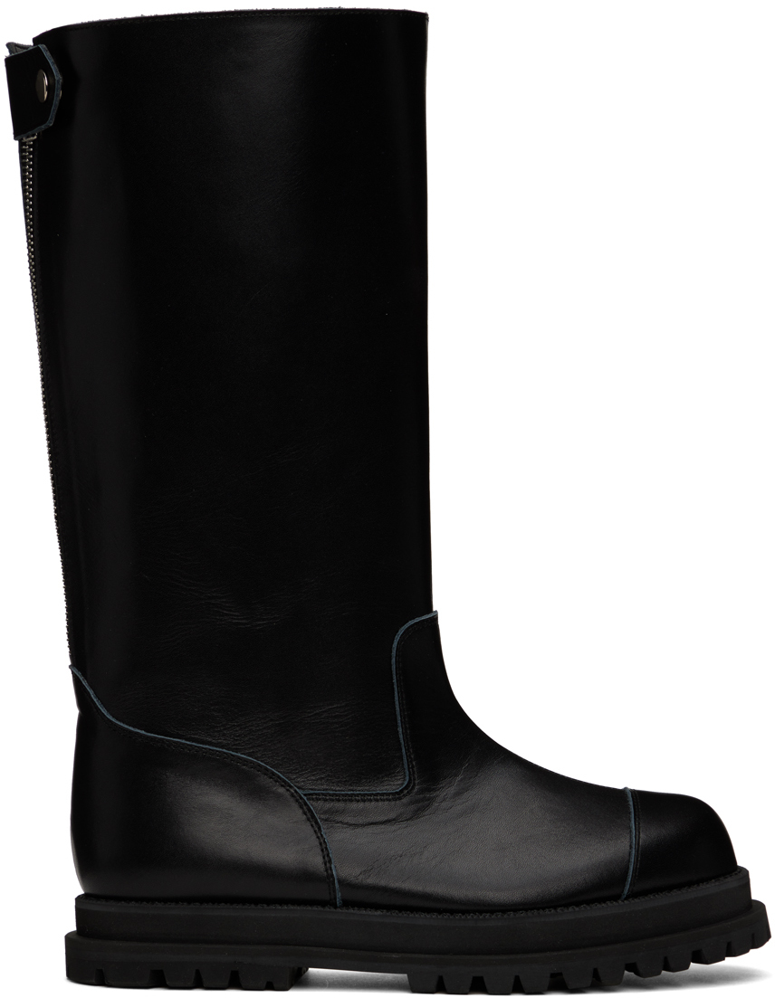 Black Heel Zip Boots