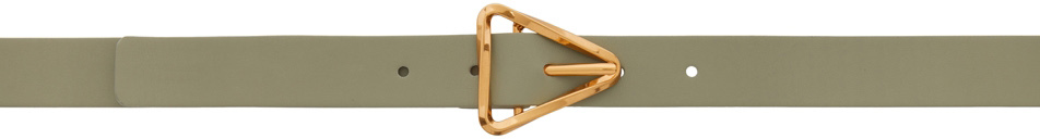 Bottega Veneta Green Triangle Belt In 2916 Travertine/gold