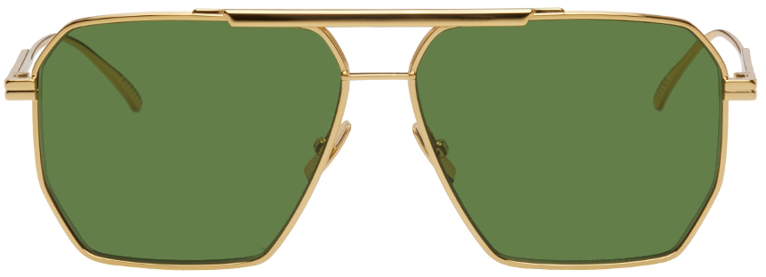 bottega veneta gold navigator sunglasses