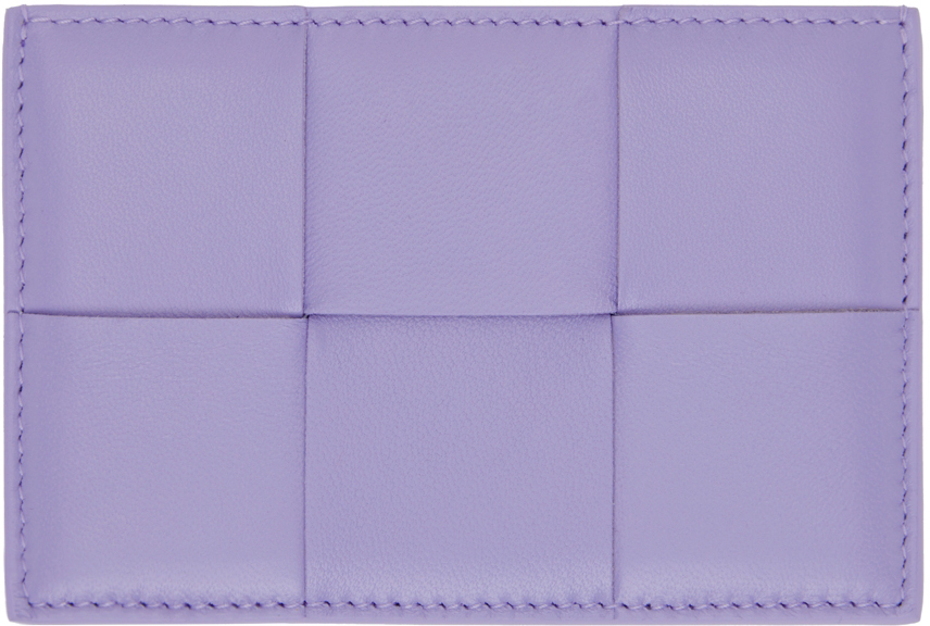 Purple Intreccio Card Holder In 4215 Wisteria/gold