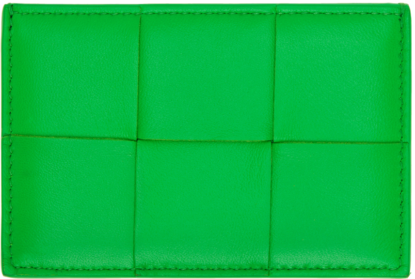 Bottega Veneta Green Leather Credit Card Holder