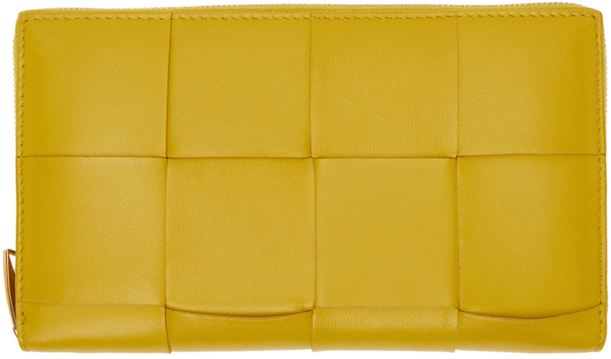 Bottega Veneta Yellow Zip Around Wallet