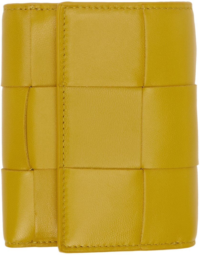 Bottega Veneta Yellow Trifold Zip Wallet