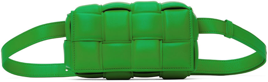 Bottega Veneta Green Padded Cassette Belt Bag In 3724 Parakeet/silver
