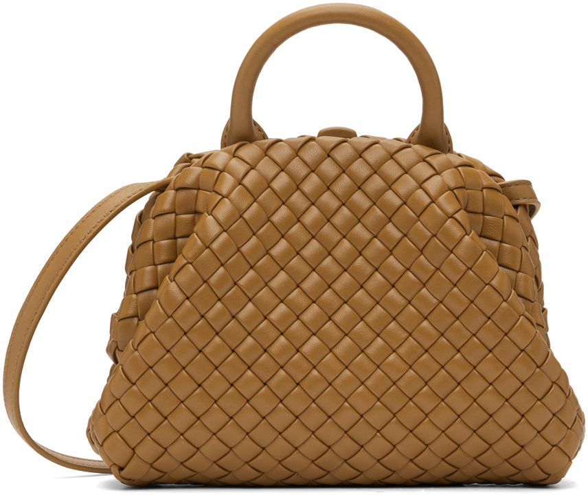 Bottega Veneta Tan Mini Top Handle Bag In 2593 Camel 20 Gold