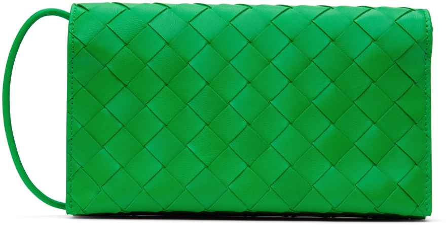 Bottega Veneta Green Wallet On Strap Bag