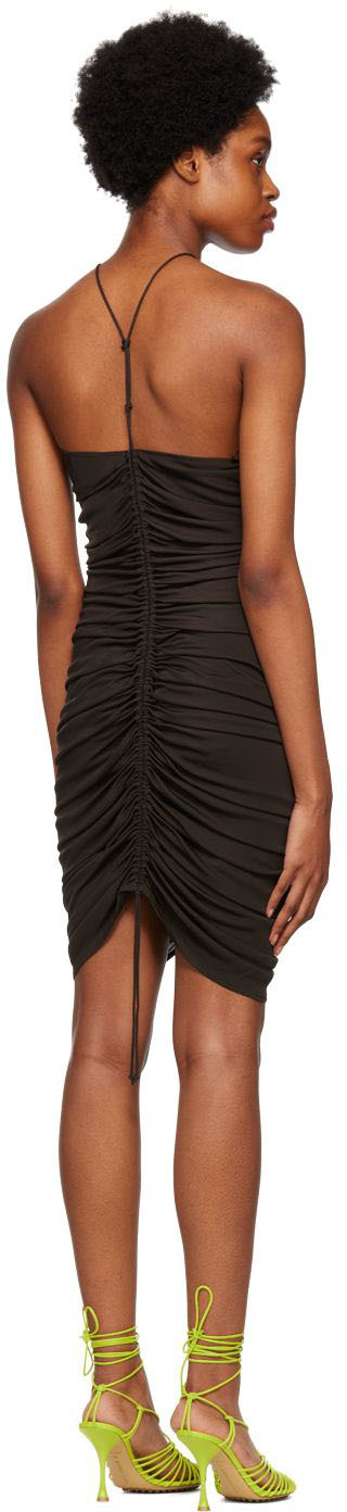 Bottega Veneta Ruched Cutout Halter Neck Jersey Dress In 2113 Fondant