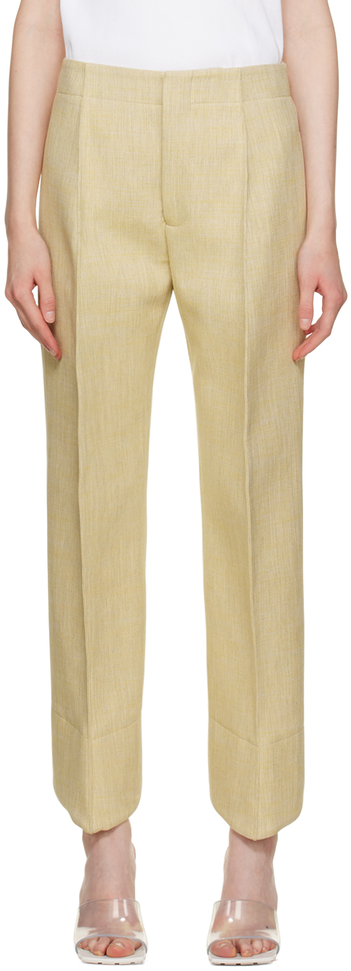 Beige Curved Trousers