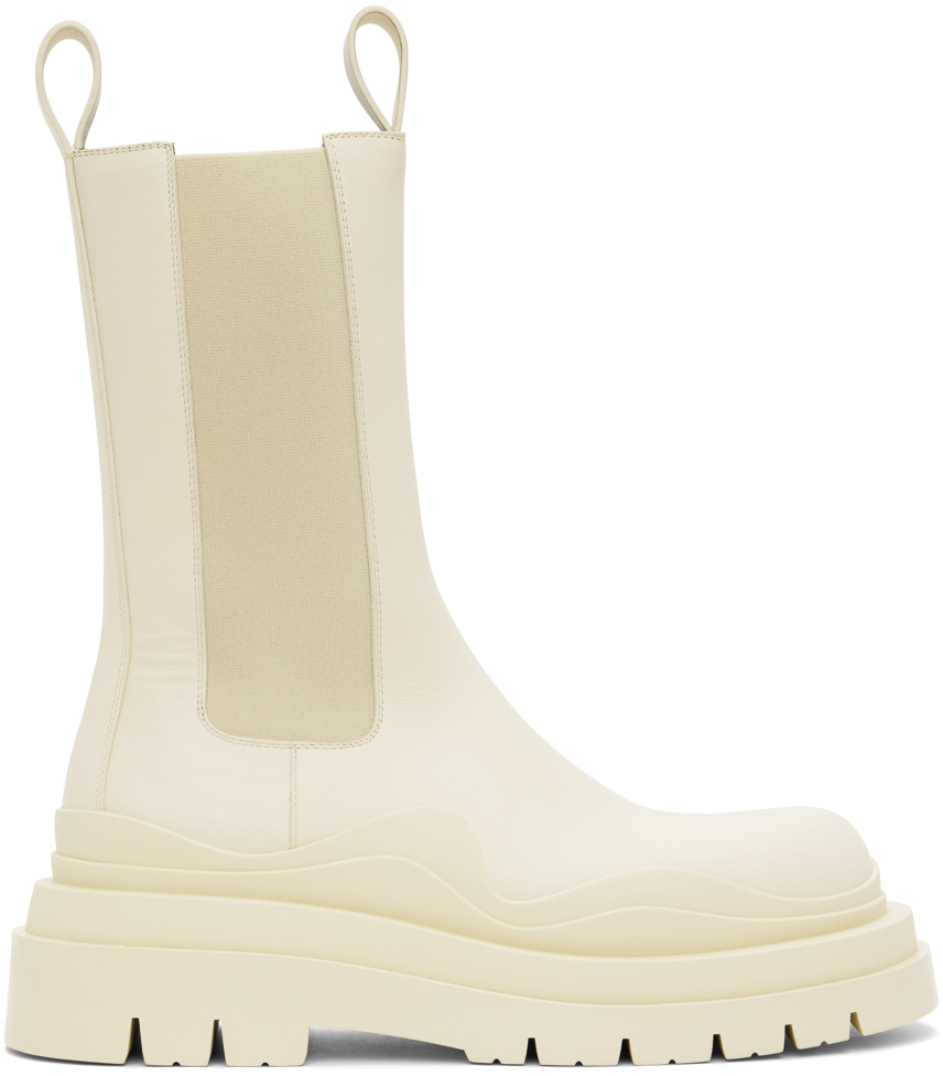 BOTTEGA VENETA OFF-WHITE LUG BOOTS - 40