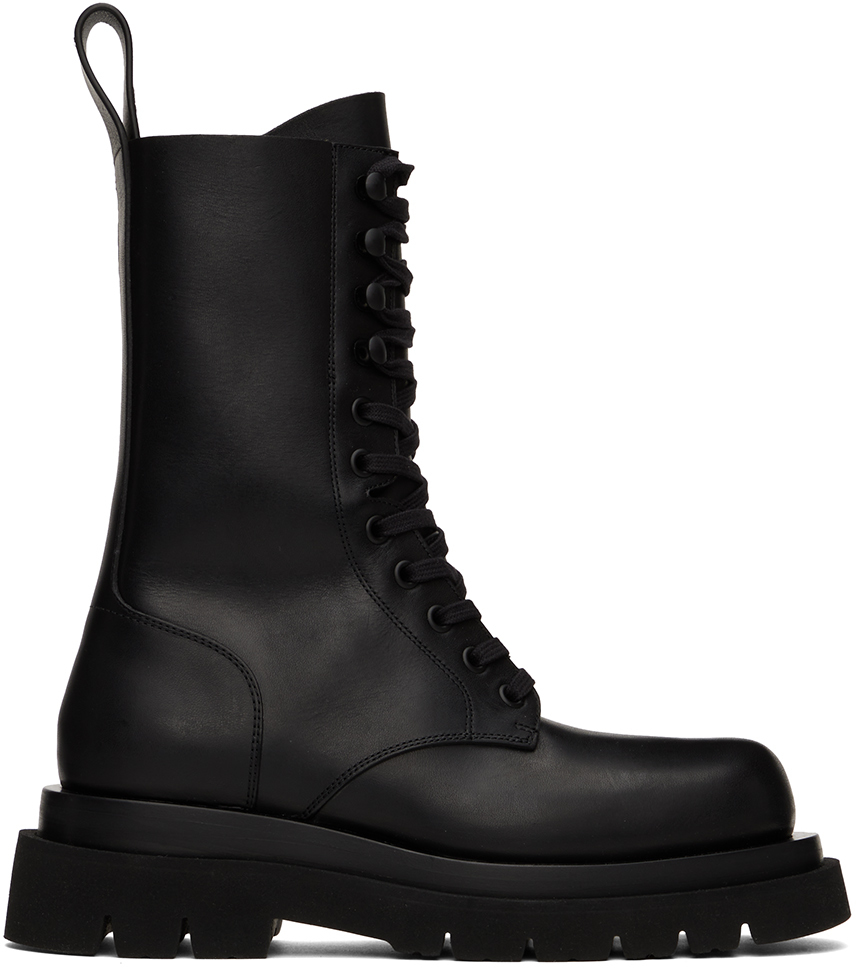 Black Lug Lace-Up Boots