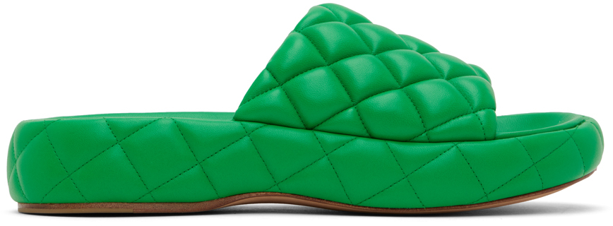 Bottega Veneta: グリーン パデッド サンダル | SSENSE 日本