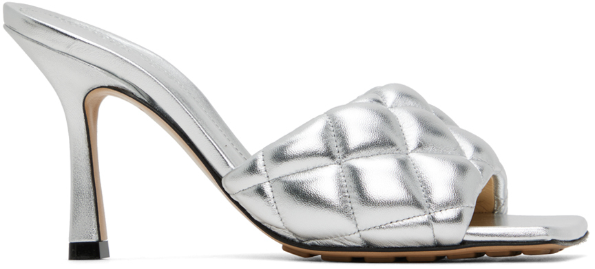 Silver Padded Heeled Sandals