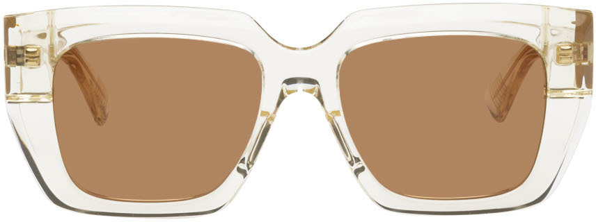 Bottega Veneta Beige Square Sunglasses
