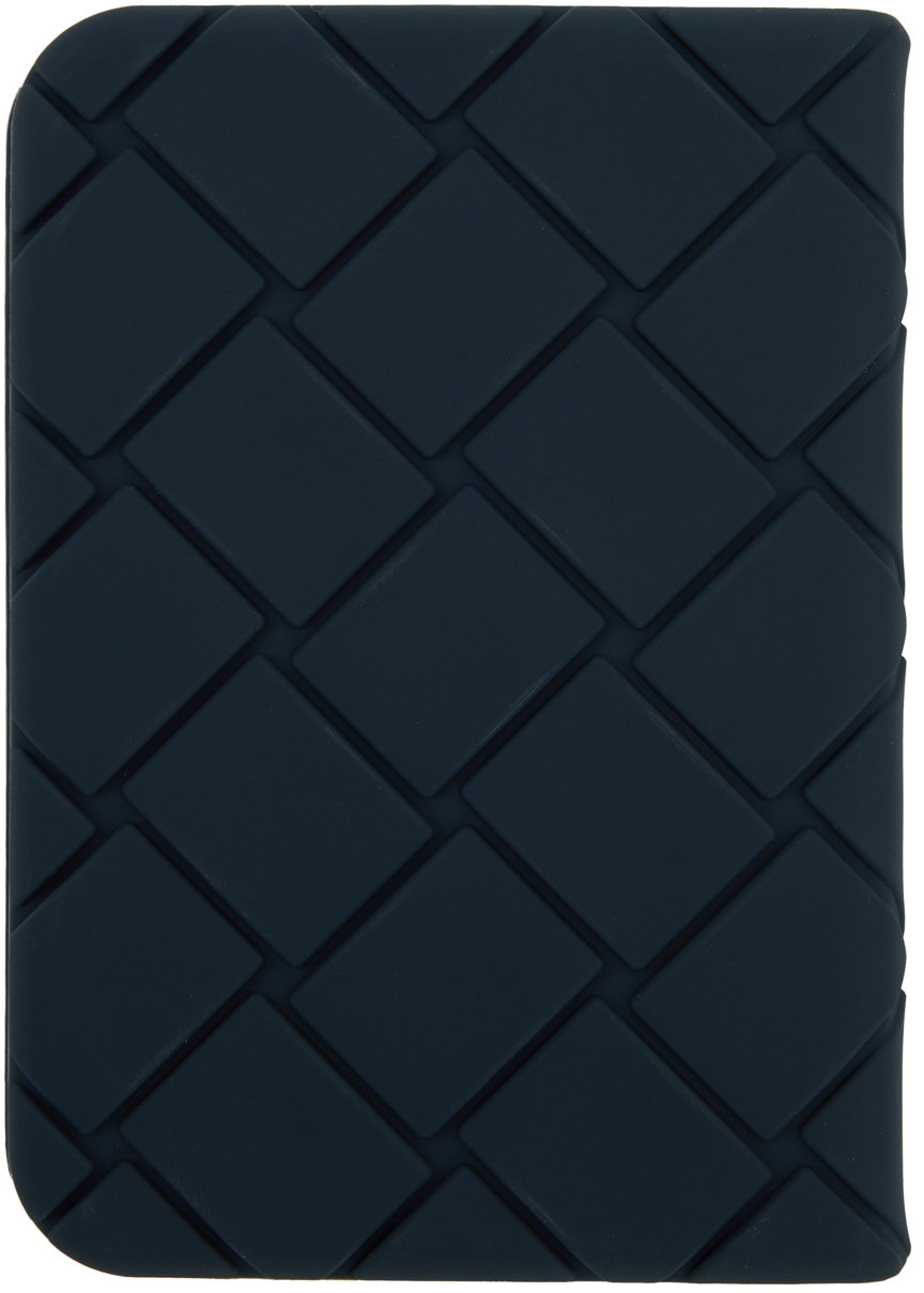 Bottega Veneta: Navy Rubber Card Holder | SSENSE