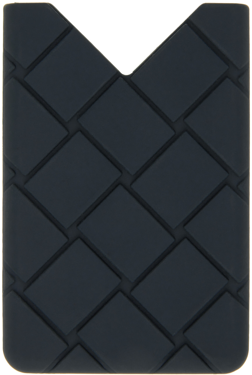 Bottega Veneta Navy Rubber Card Holder