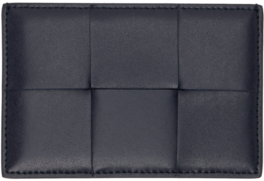 Bottega Veneta Navy Leather Credit Card Holder