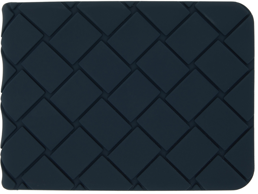 Bottega Veneta Navy Rubber Bifold Wallet