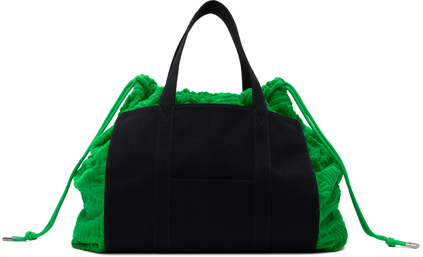 Bottega Veneta Black & Green Roll Up Bag