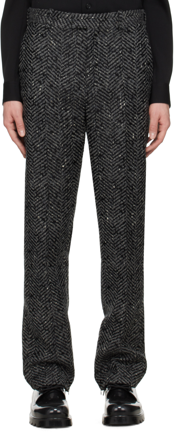 Black & Gray Slim-Fit Trousers