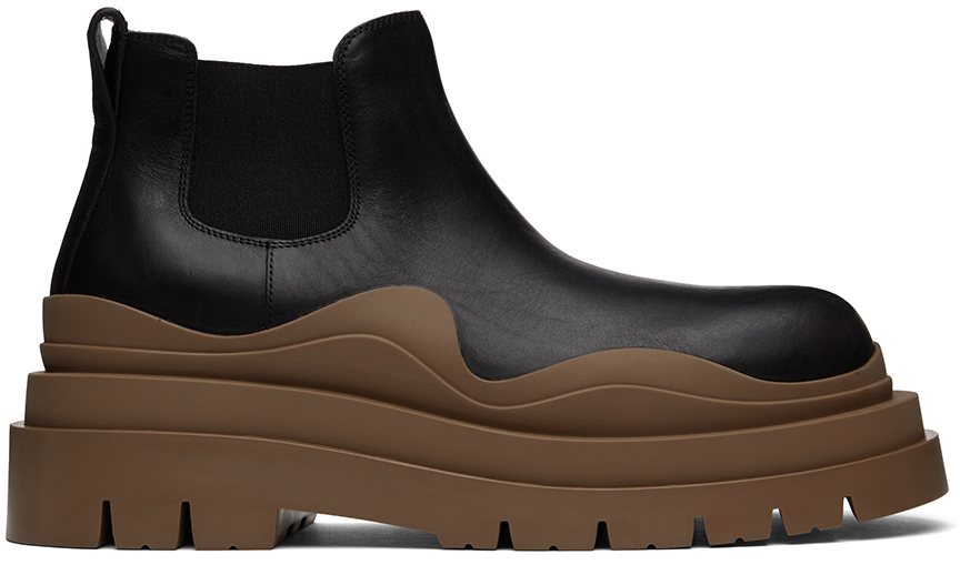 Black & Brown Tire Chelsea Boots