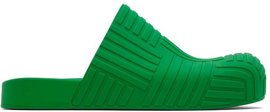 Bottega Veneta: Green Slider Sandal | SSENSE