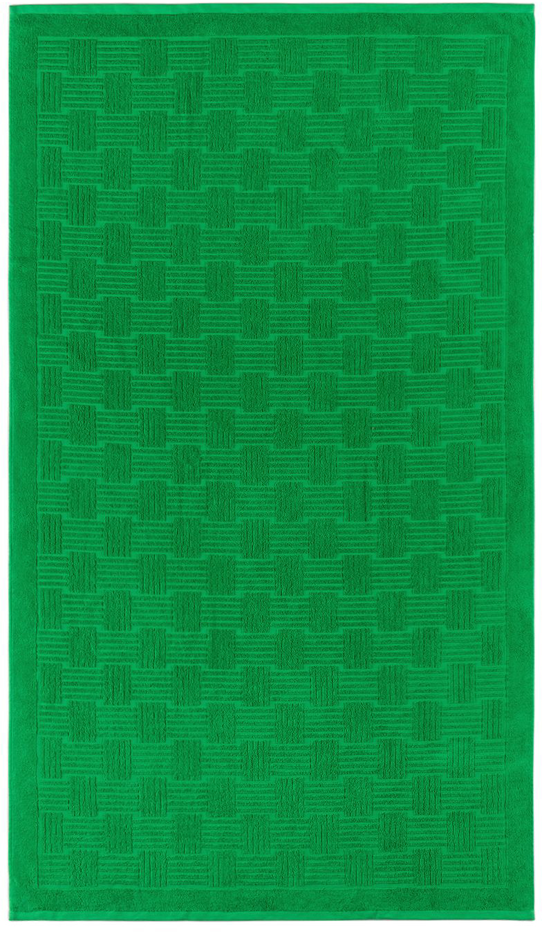 Bottega Veneta Green Intreccio Pattern Terry Beach Towel In Grass