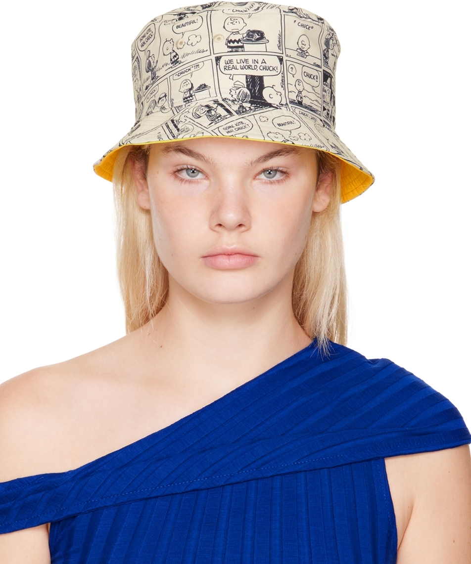 Converse Reversible Yellow & Off-White Peanuts Edition Graphic Bucket Hat