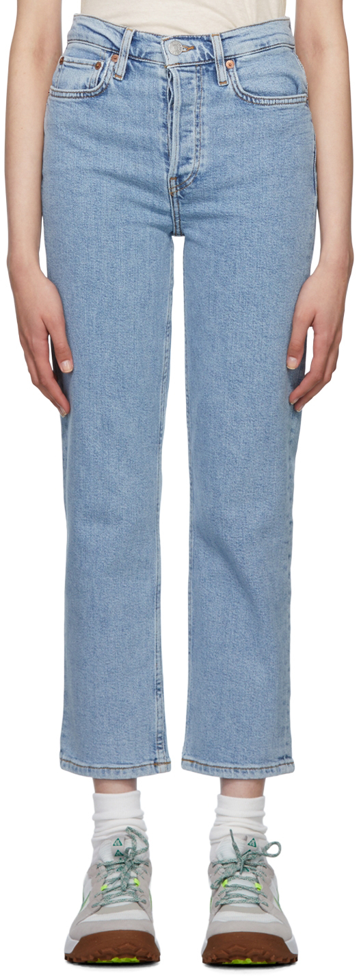 Blue 70s Stove Pipe Jeans