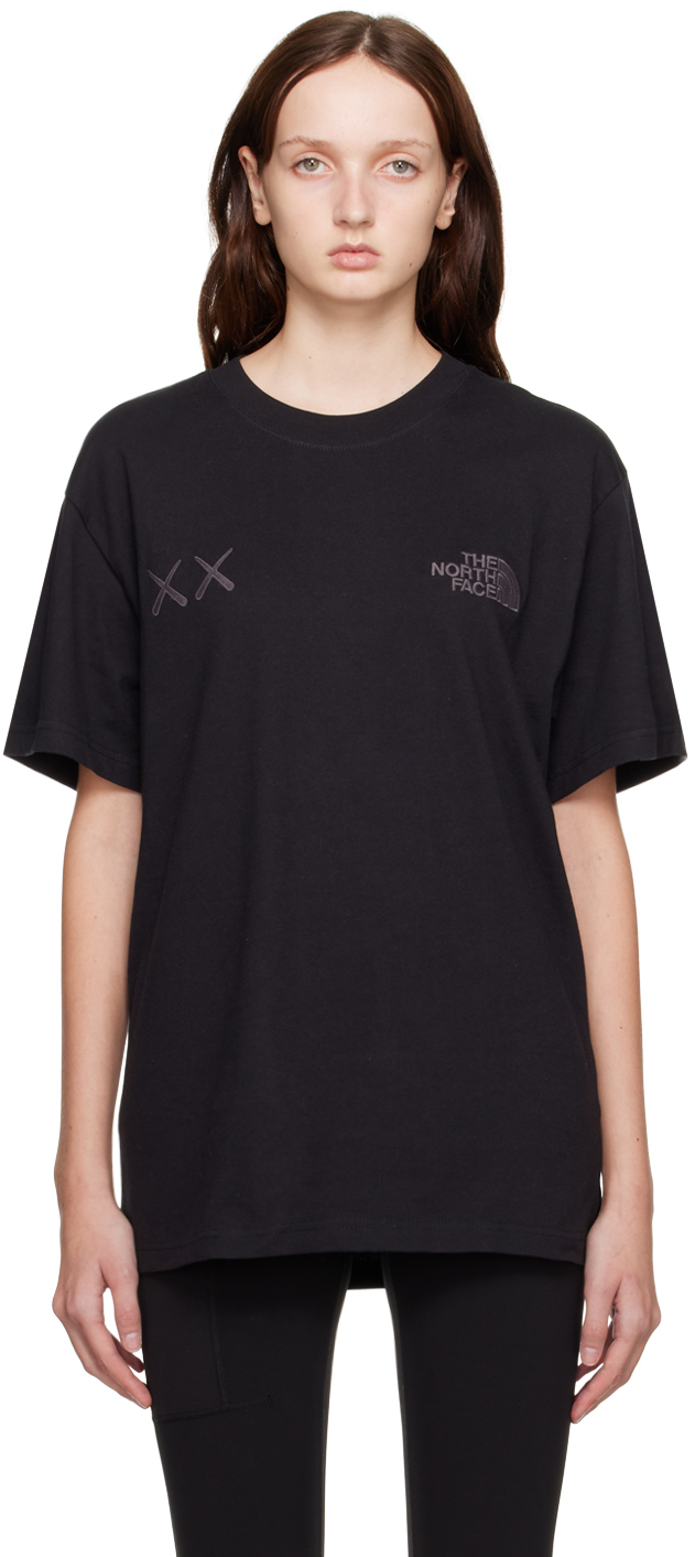 The North Face: Black KAWS Edition T-Shirt | SSENSE Canada